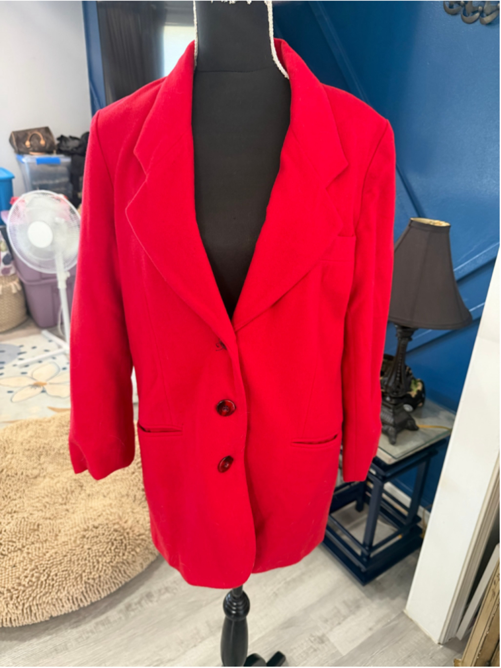 Women's Express Wool Blend Blazer Jacket Red Size M
